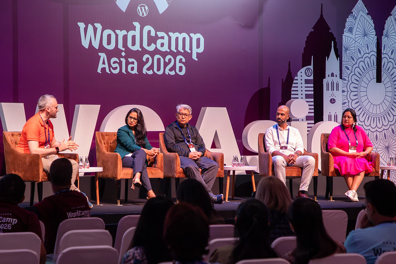 Julian Song on a panel at WordCamp Asia 2026